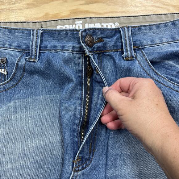 Vintage Ecko Unltd Denim Shorts Jorts Men Size 40 Blue Baggy Y2K Hip Hop Skater - Picture 10 of 15